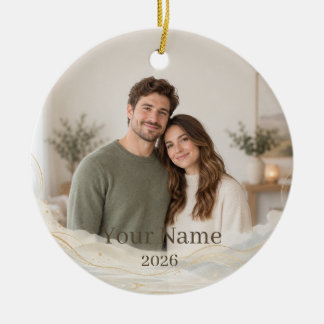 Wabi-Sabi Wave Custom Photo Ornament