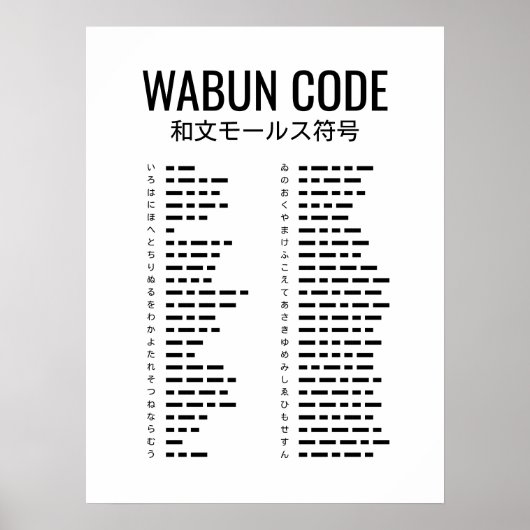 Wabun-Code Japanischer Morsecode Poster (Vorne)