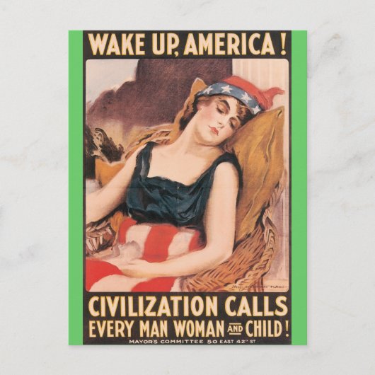 Wach auf Amerika Postkarte (Vorderseite)