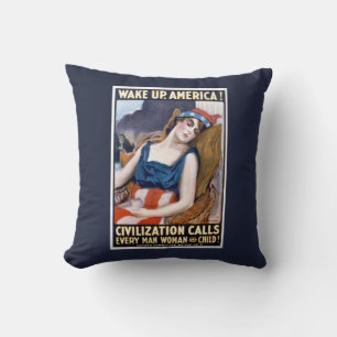 Wach auf Amerika! Vintage patriotische Freiheitsku Kissen