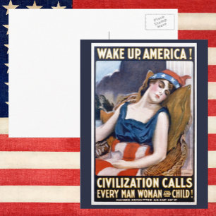 Wach auf Amerika! Vintage patriotische Freiheitsku Postkarte