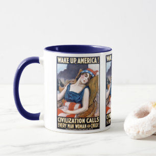 Wach auf Amerika! Vintage patriotische Freiheitsku Tasse
