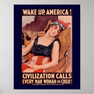 Wach auf Amerika Vintage WW1 Poster