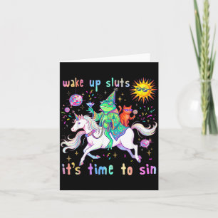 Wach auf Freunde, Zeit zu sündigen Lustiger Frosch Karte