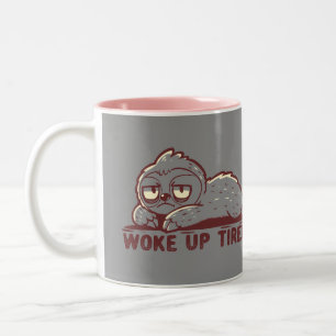 Wach auf, müde zweifarbige tasse