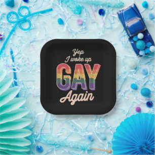 Wach auf schwule Pride Regenbogen Queer Gay CSD Pa Pappteller