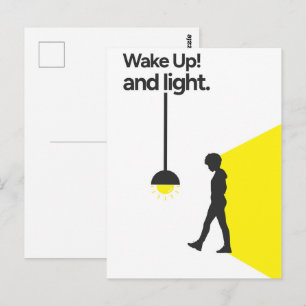 wach auf und Licht Postkarte