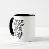 Wach auf und rocke Motivationszitat Tasse (Vorderseite Links)