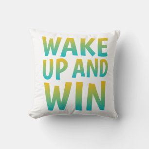 Wach auf und siege Motivations-Typografie Kissen