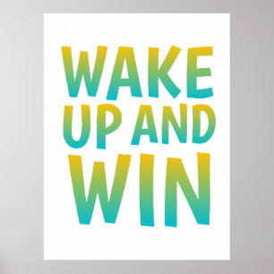 Wach auf und siege Motivations-Typografie Poster