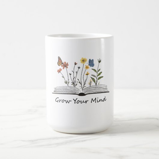 Wach dein Geist Blumen Buch T-Shirt Kaffeetasse (Mittel)
