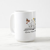 Wach dein Geist Blumen Buch T-Shirt Kaffeetasse (Vorderseite Links)