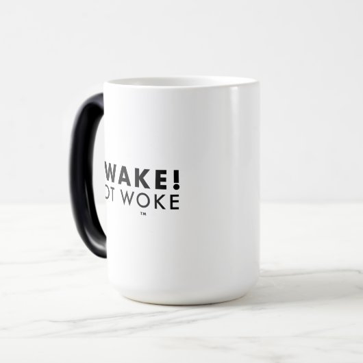 Wach! Nicht Geweckt™ LOGO Morphing-Tasse Verwandlungstasse (Vorderseite Links)