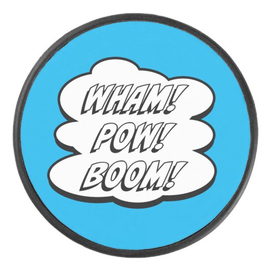WACH! POW! BOOM! Comic Book Inspiriert Hockey Puck (Vorderseite)