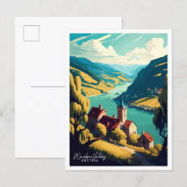 Wachau Valley Austria Vintage Illustration Postkarte
