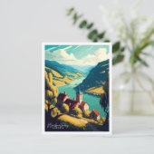 Wachau Valley Austria Vintage Illustration Postkarte (Stehend Vorderseite)