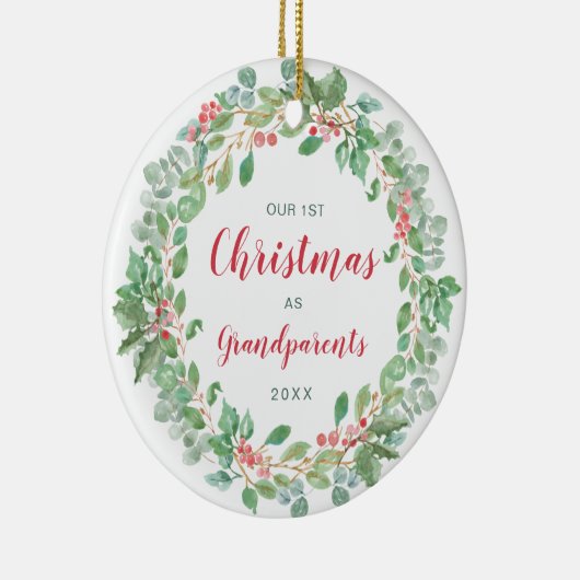 Wache Unsere ersten Weihnachten als Großeltern Keramik Ornament (Rechts)