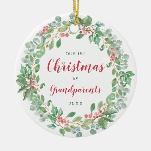 Wache Unsere ersten Weihnachten als Großeltern Keramik Ornament (Vorne)