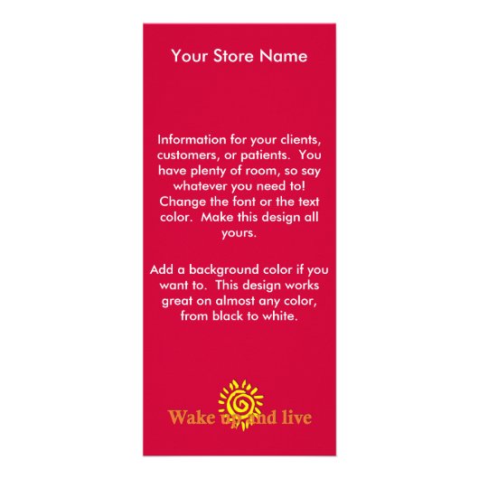 Wachen Sie auf und leben Sie Werbekarte (Vorne)