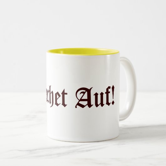 Wachet Auf! Zweifarbige Tasse (VorderseiteRechts)
