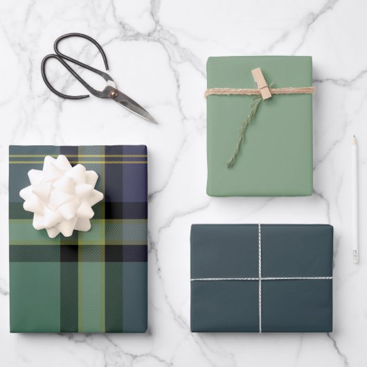 Wacholder- und Fichten-Geschenkpapier-Set mit 3 fl Geschenkpapier Set (Vorderseite)