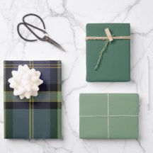 Wacholder- und Minz-Geschenkpapier-Set mit 3 flach