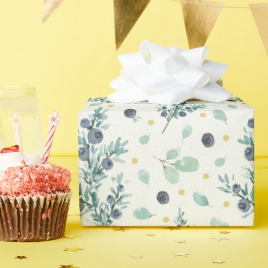 Wacholdermuster und Beerenmuster Geschenkpapier (Geburtstagsparty)