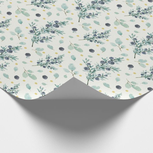 Wacholdermuster und Beerenmuster Geschenkpapier (Ecke)
