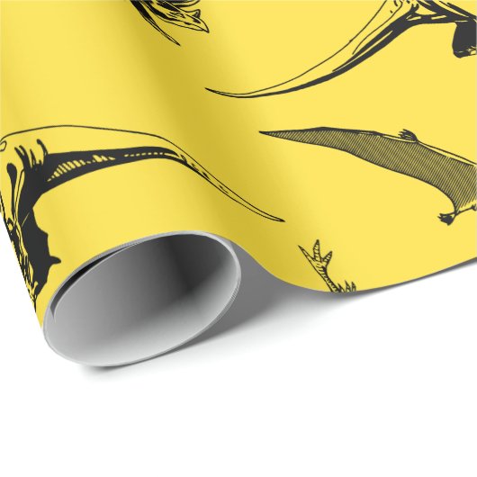 Wachpapier für gelbe Dinosaurier Geschenkpapier (Rolleneckpunkt)
