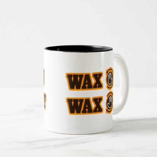 Wachs-an - Wachs weg Zweifarbige Tasse (VorderseiteRechts)