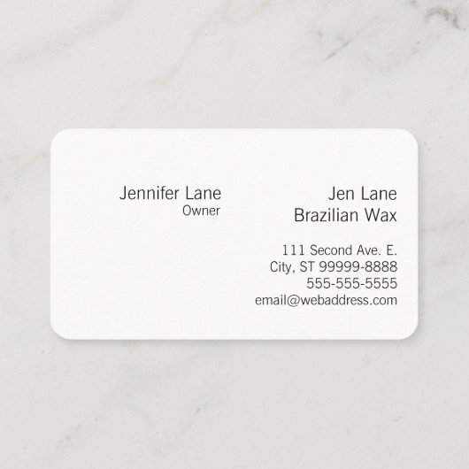 Wachs: Bikini/Brasilianischer Wachs Visitenkarte (Rückseite)