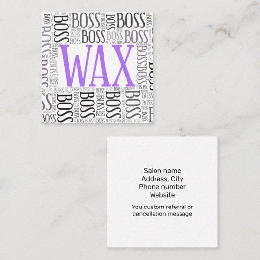 Wachs Chef schwarz und lila Quadratische Visitenkarte (Vorne/Hinten)