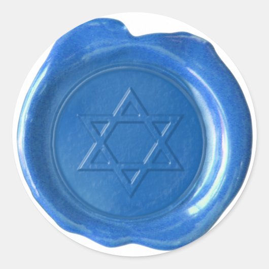 Wachs Seal Monogram - Blue - Star von David - Runder Aufkleber (Vorderseite)