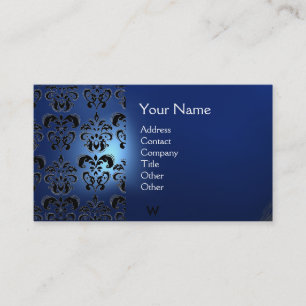 WACHS-SIEGEL DAMAST MONOGRAMM blau Visitenkarte
