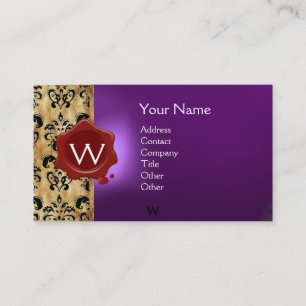WACHS-SIEGEL DAMAST-PERGAMENT  MONOGRAMM VISITENKARTE