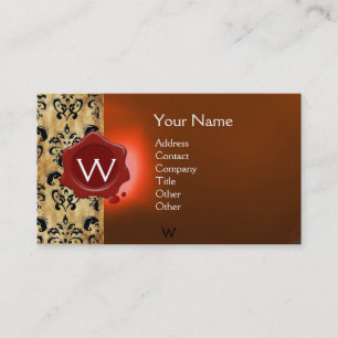 WACHS-SIEGEL DAMAST-PERGAMENT-MONOGRAMM VISITENKARTE