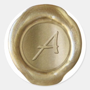 Wachs Siegel Monogram - Gold - Artistic A - Runder Aufkleber