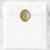 Wachs Siegel Monogram - Gold - Bold H - Runder Aufkleber (Tasche)