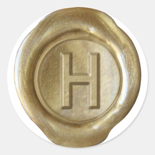 Wachs Siegel Monogram - Gold - Bold H - Runder Aufkleber (Vorderseite)