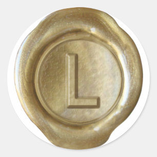 Wachs Siegel Monogram - Gold - Bold L - Runder Aufkleber
