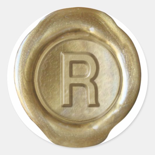 Wachs Siegel Monogram - Gold - Bold R - Runder Aufkleber (Vorderseite)