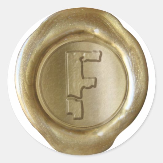 Wachs Siegel Monogram - Gold - Boulder F - Runder Aufkleber (Vorderseite)