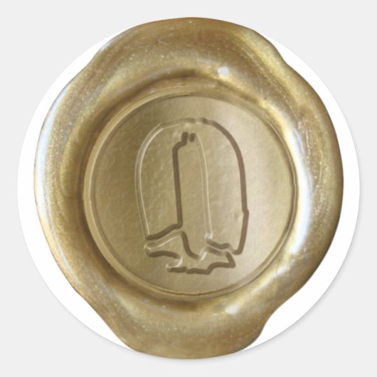Wachs Siegel Monogram - Gold - Boulder O - Runder Aufkleber (Vorderseite)