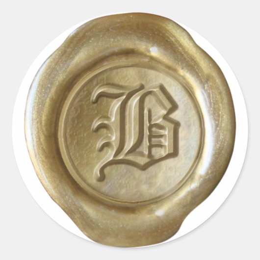 Wachs Siegel Monogram - Gold - Old English - Lette Runder Aufkleber (Vorderseite)