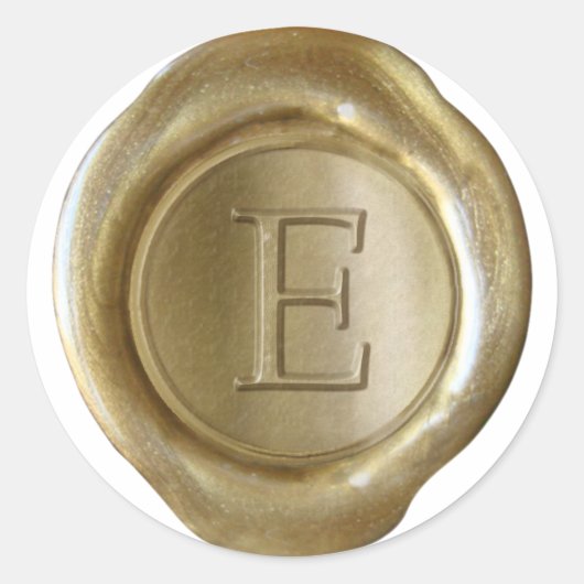 Wachs Siegel Monogram - Gold - Serif E - Runder Aufkleber (Vorderseite)