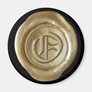 Wachs Siegel Monogram Magnet - Gold - Altes Englis