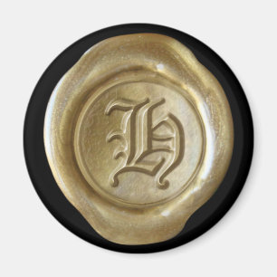 Wachs Siegel Monogram Magnet - Gold - Altes Englis