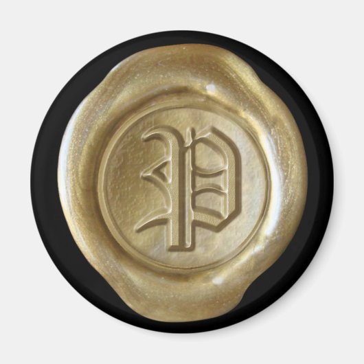 Wachs Siegel Monogram Magnet - Gold - Altes Englis (Vorne)