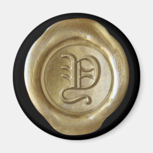 Wachs Siegel Monogram Magnet - Gold - Altes Englis