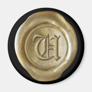 Wachs Siegel Monogram Magnet - Gold - Altes Englis